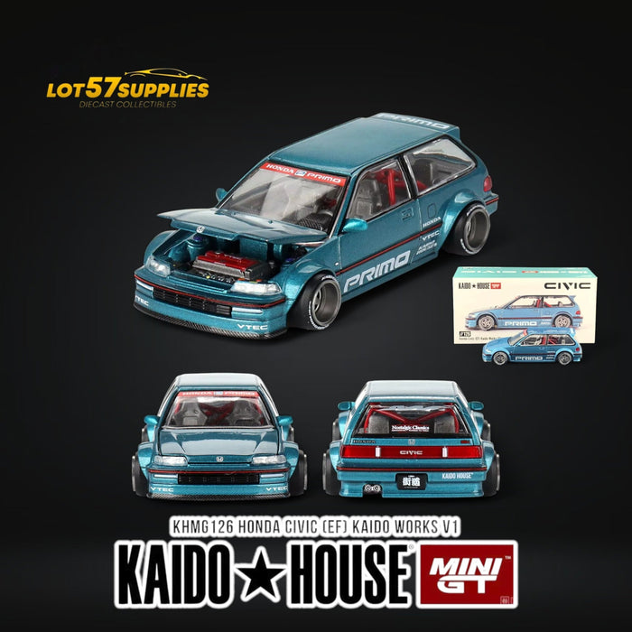 Mini GT x Kaido House Honda Civic EF Tahitian Green V1 1:64 KHMG126 - for just $39.99! 