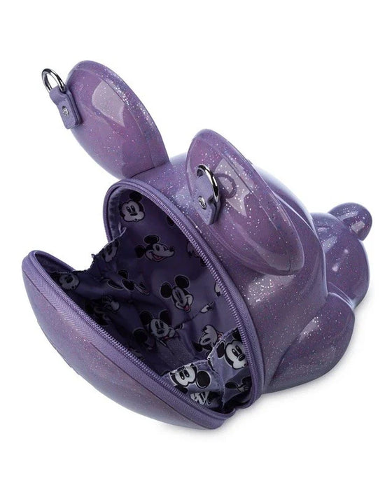 Disney Parks Mickey Mouse Loungefly Molded Head Purple Glitter Crossbody - for just $72.95! 