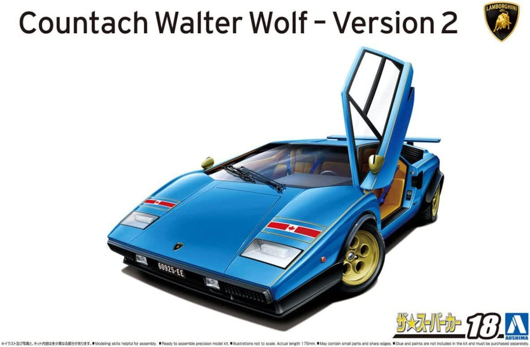 Aoshima: 1/24 '76 WOLF Countach Version 2 Scale Model Kit #18 - for just $44.99! 