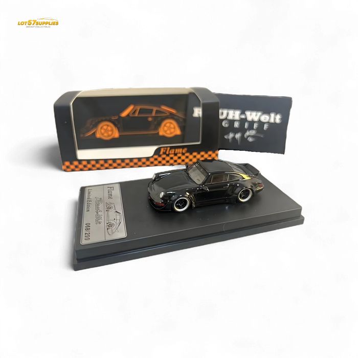 Flame Porsche 964 RWB Ducktail in Gloss Black 1:64 - for just $32.99! 