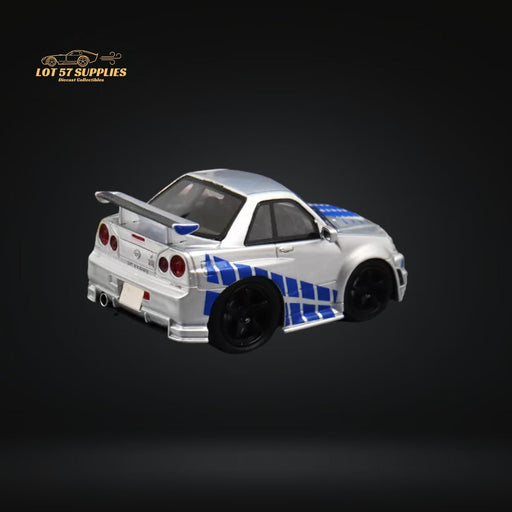 YM model X QCAR Skyline R34 Silver Blue F&F Livery Resin 1:64 - for just $64.99! 