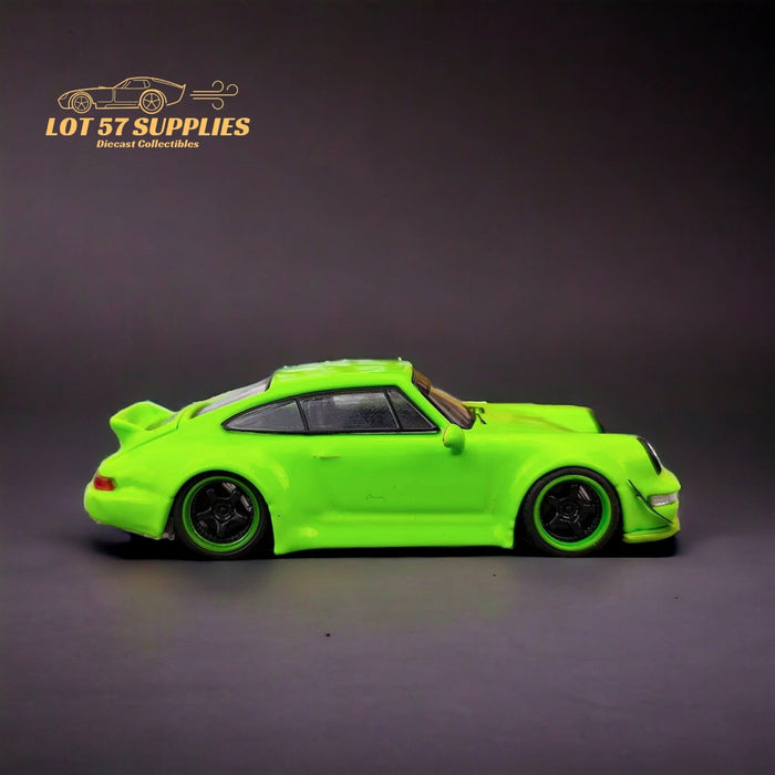 Flame Porsche 964 RWB Ducktail in Fluorescent Green 1:64 - Just $32.99! Shop now at Retro Gaming of Denver