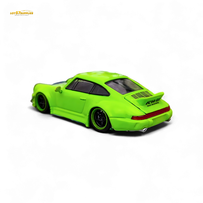 Flame Porsche 964 RWB Ducktail in Fluorescent Green 1:64 - for just $32.99! 
