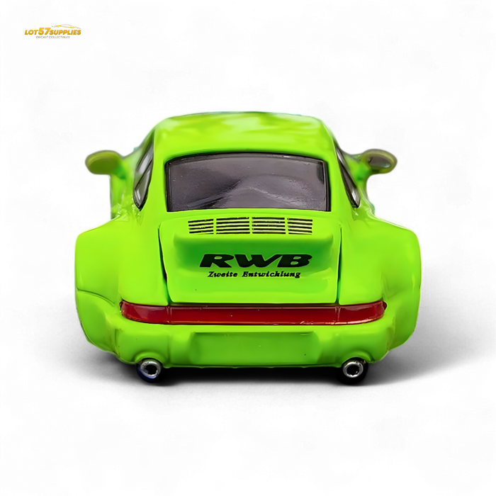 Flame Porsche 964 RWB Ducktail in Fluorescent Green 1:64 - for just $32.99! 