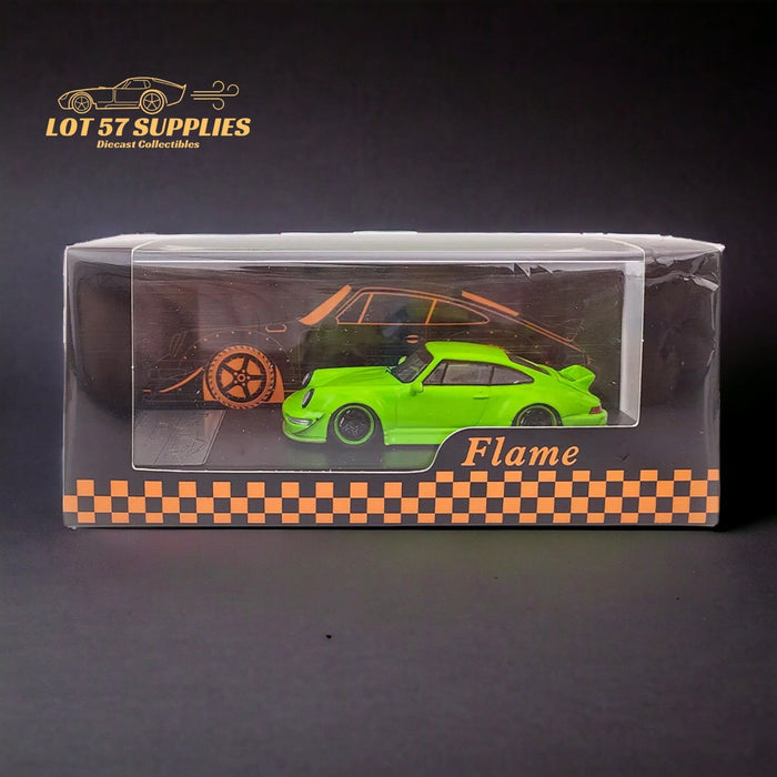 Flame Porsche 964 RWB Ducktail in Fluorescent Green 1:64 - Just $32.99! Shop now at Retro Gaming of Denver