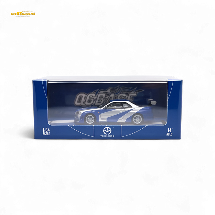 TimeMicro Skyline GT-R R34 Blue Silver 1:64 - for just $29.99! 