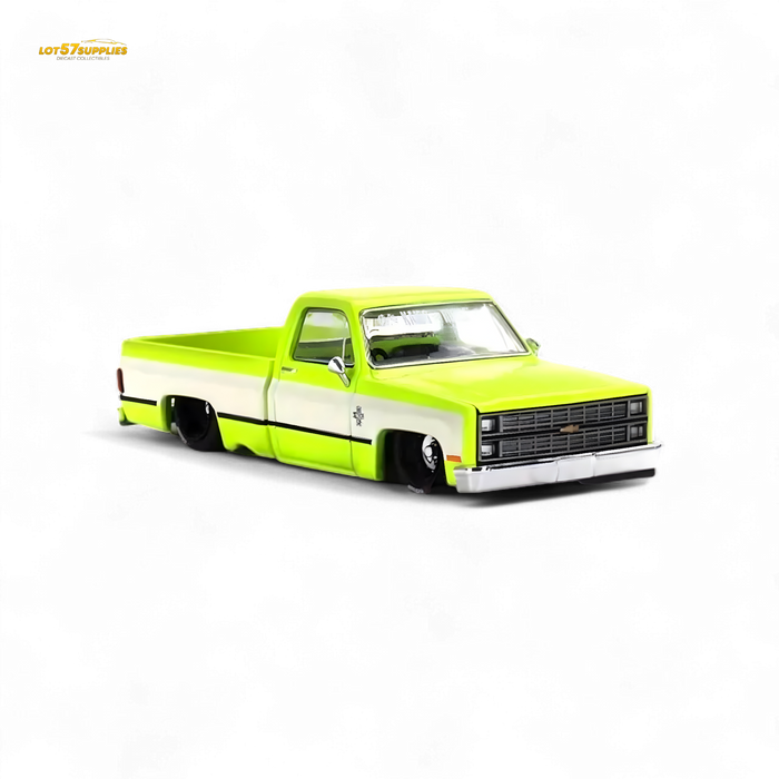 Mini GT x Kaido House Chevrolet Silverado FLO YELLOW 1:64 KHMG112 - for just $26.99! 