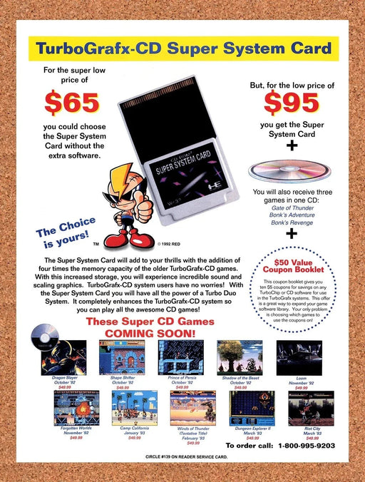 1992 TurboGrafx-CD Super System Console Card Original Ad v1 - for just $17.99! 