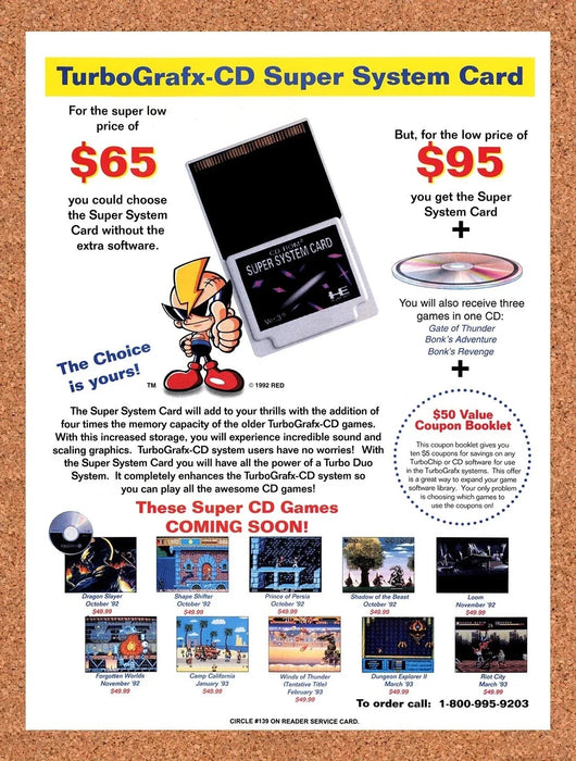 1992 TurboGrafx-CD Super System Console Card Original Ad v1 - for just $17.99! 
