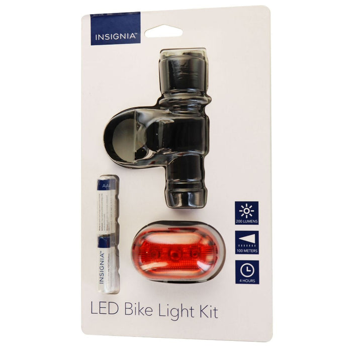 Insignia 200 Lumen LED Bike Light Kit with Front Light / Tail Light - Black/Red - for just $7.28! 