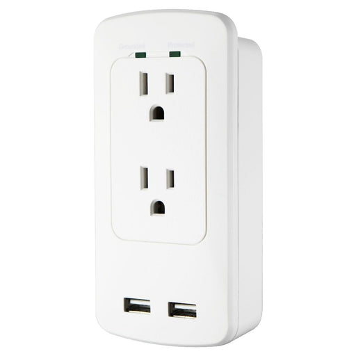 Insignia - 2-Outlet/2-USB Wall Tap Surge Protector - White - Just $9.99! Shop now at Retro Gaming of Denver