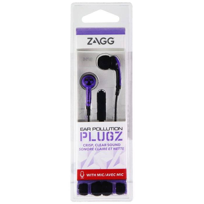ZAGG Ear Pollution Plugz 3.5mm Wired Headphones with Mic - Purple/Black - for just $9.99! 