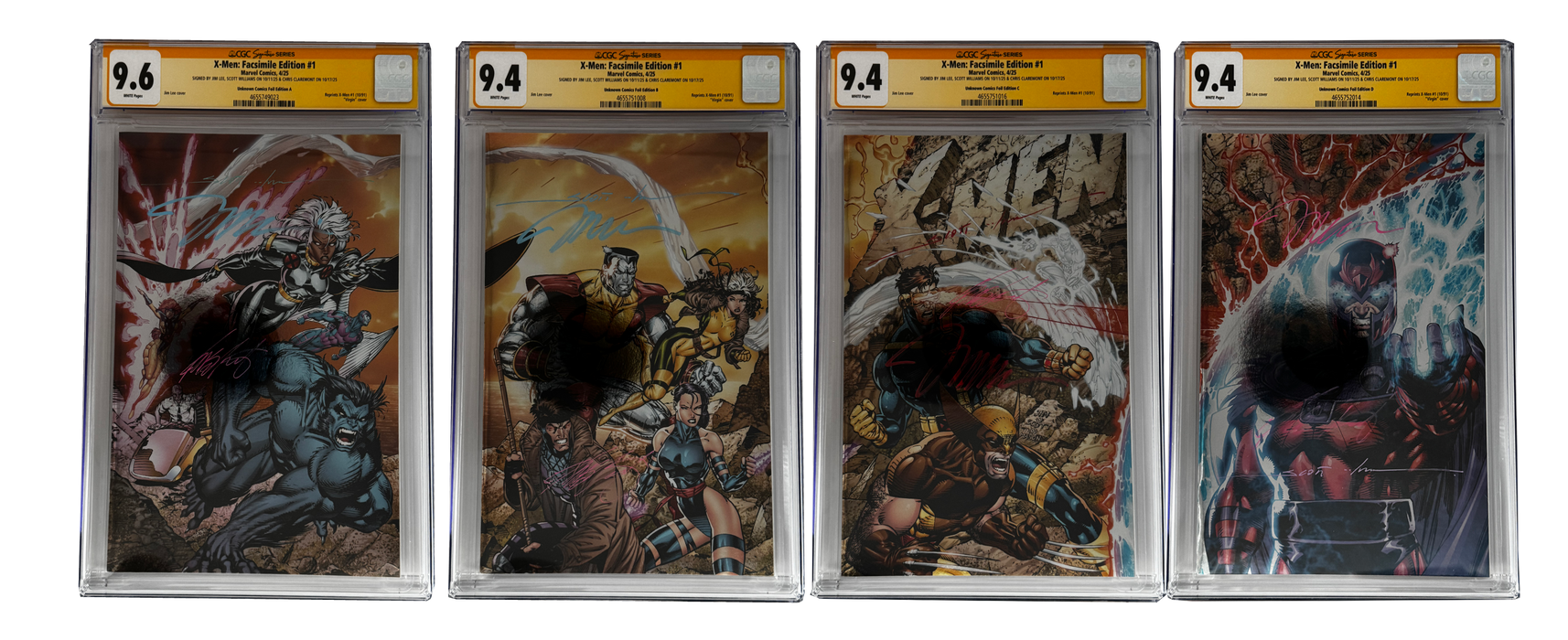 [TRIPLE SIGNED CGC YELLOW LABEL 4 PACK FOIL] X-Men 1991 #1 Facsimile Jim Lee | Claremont |  Williams Cover Var [Set #1] - for just $900! 