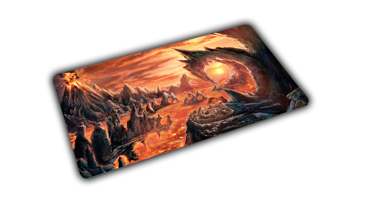 "Smoldering Mountain" — Fallen Lands Playmat by Carlos Balarezo - for just $39.95! 