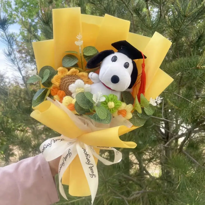 Kawaii Snoopy Plush Bouquet – Crochet Flowers Valentine or Graduation Gift - for just $40.95! 