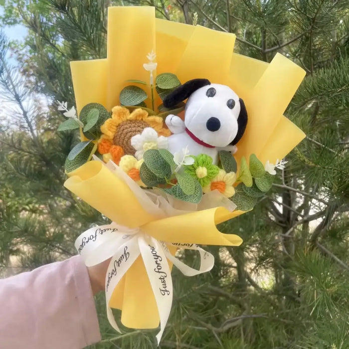 Kawaii Snoopy Plush Bouquet – Crochet Flowers Valentine or Graduation Gift - for just $40.95! 