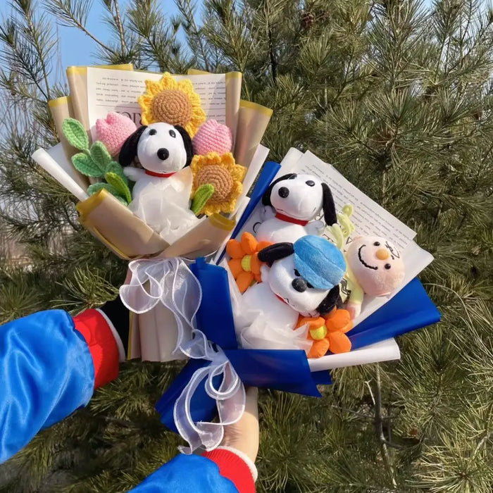Kawaii Snoopy Plush Bouquet – Crochet Flowers Valentine or Graduation Gift - for just $40.95! 