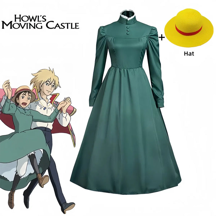 Sophie Cosplay Dress – Howl's Moving Castle Green Outfit with Hat - for just $22.99! 