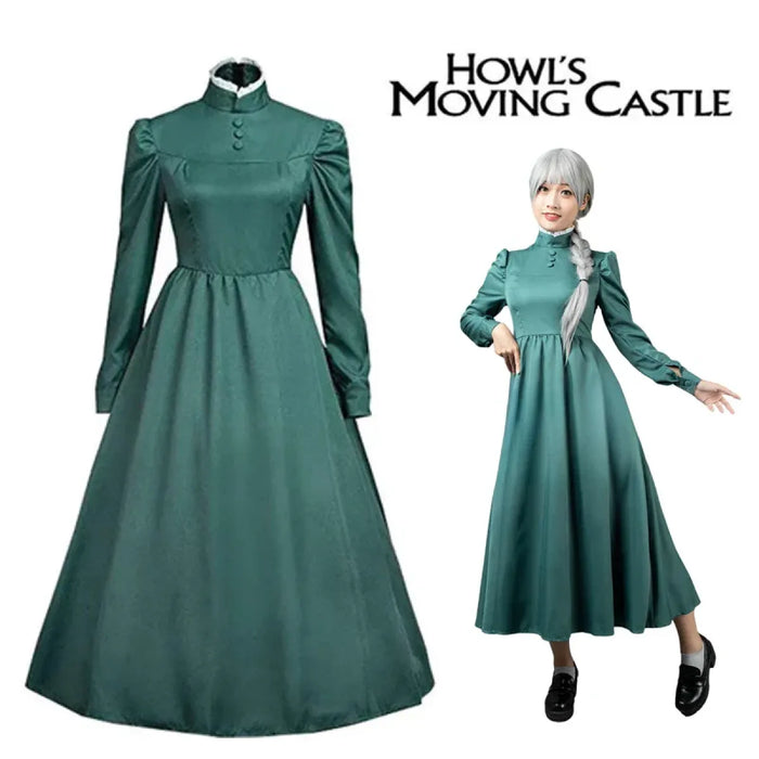 Sophie Cosplay Dress – Howl's Moving Castle Green Outfit with Hat - for just $22.99! 
