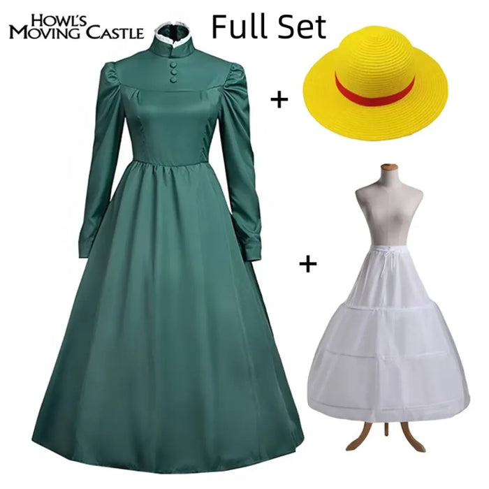 Sophie Cosplay Dress – Howl's Moving Castle Green Outfit with Hat - for just $22.99! 