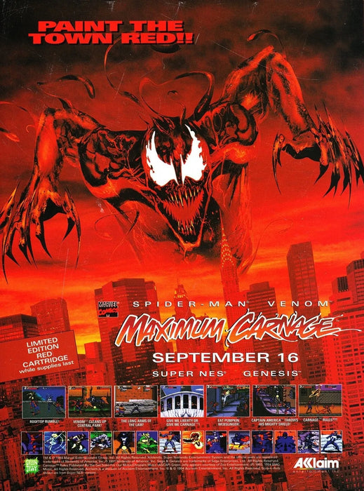 Spider-Man and Venom Maximum Carnage SNES Video Game Super Nintendo 1995 - for just $22.99! 