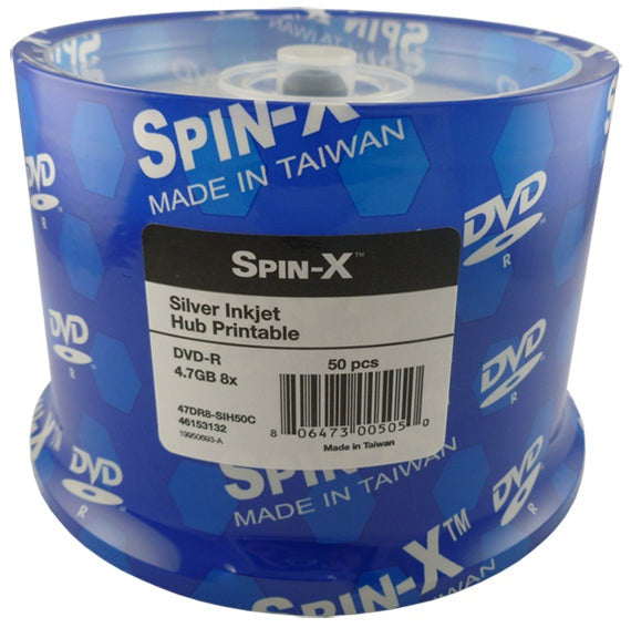 Spin-X 8X DVD-R 4.7GB Silver Inkjet Hub [Discontinued] - for just $22.95! 