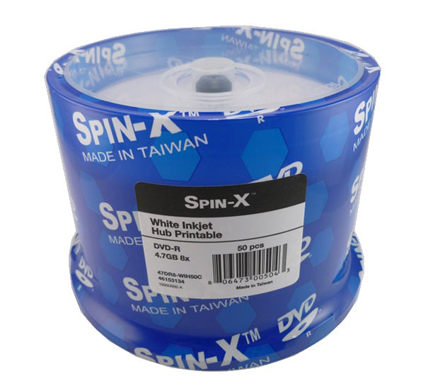 Spin-X 8X DVD-R 4.7GB White Inkjet Hub [Discontinued] - for just $21.95! 