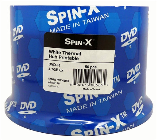 Spin-X 8X DVD-R 4.7GB White Thermal Hub Printable (Everest Compatible) [Discontinued] - for just $23.95! 