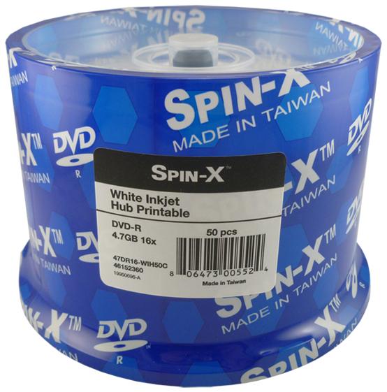 Spin-X 16X DVD-R 4.7GB White Inkjet Hub [Discontinued] - for just $22.95! 