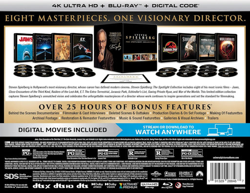 Spielberg 8-Film Steelbook Library Case Spotlight Collection (4K Ultra HD + Blu-ray + Digital) - for just $239.99! 