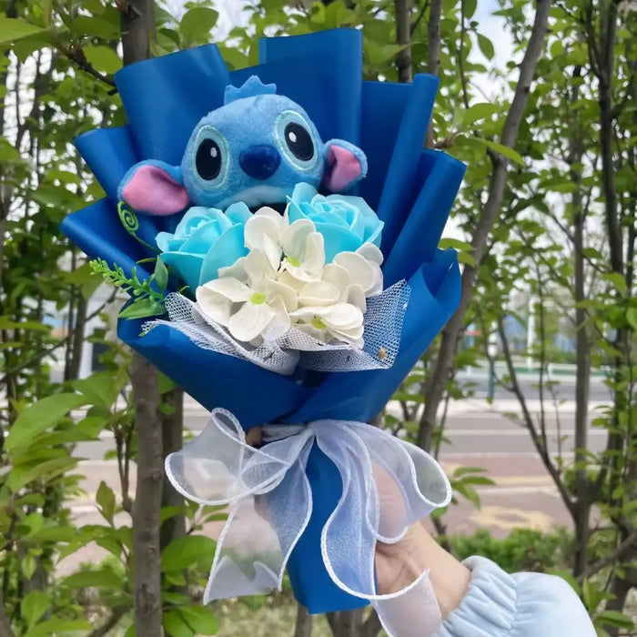 Stitch Plush Flower Bouquet – Kawaii Handmade Gift for Valentine - for just $25.95! 