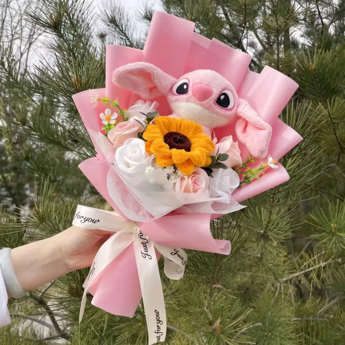 Kawaii Stitch Plush Bouquet – Crochet Flowers Graduation & Valentine Gift - for just $31.95! 