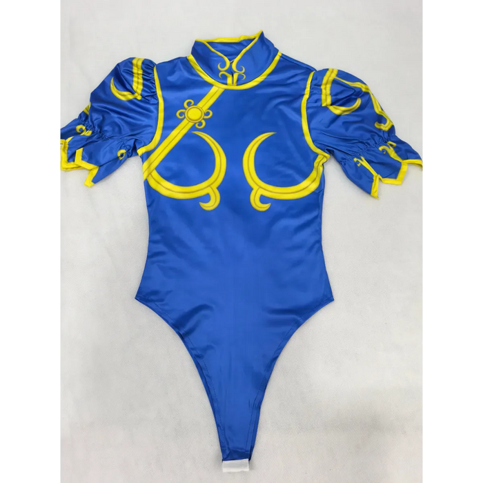 Chun Li Cosplay Costume – Street Fighter Blue Cheongsam Set with Headdress - for just $63.95! 