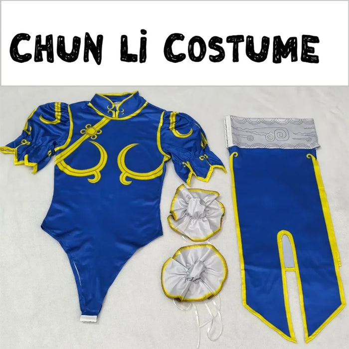 Chun Li Cosplay Costume – Street Fighter Blue Cheongsam Set with Headdress - for just $62.95! 