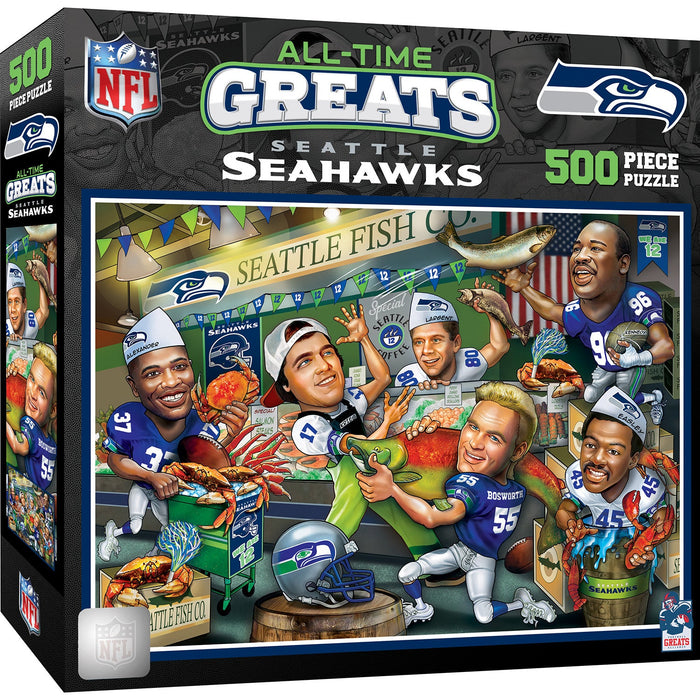 Seattle Seahawks - All Time Greats 500 Piece Jigsaw Puzzle - Just $19.99! Shop now at Retro Gaming of Denver