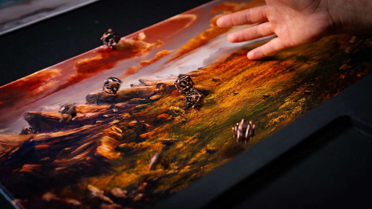 "Sunspire Plains" —  Fallen Lands Playmat by Carlos Balarezo - for just $39.95! 