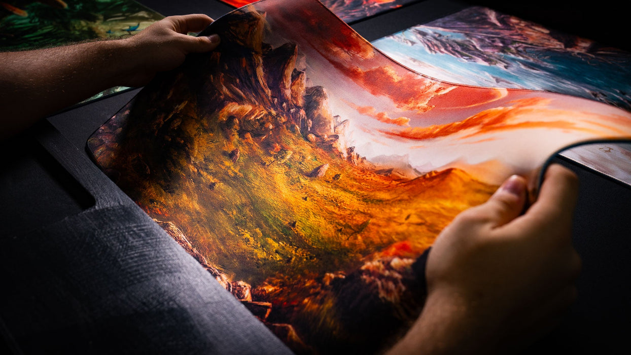 "Sunspire Plains" —  Fallen Lands Playmat by Carlos Balarezo - for just $39.95! 