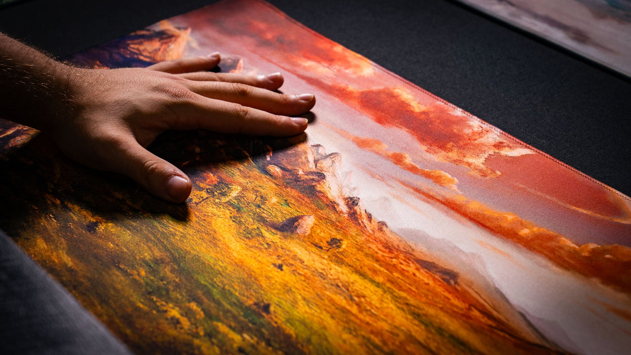 "Sunspire Plains" —  Fallen Lands Playmat by Carlos Balarezo - for just $39.95! 