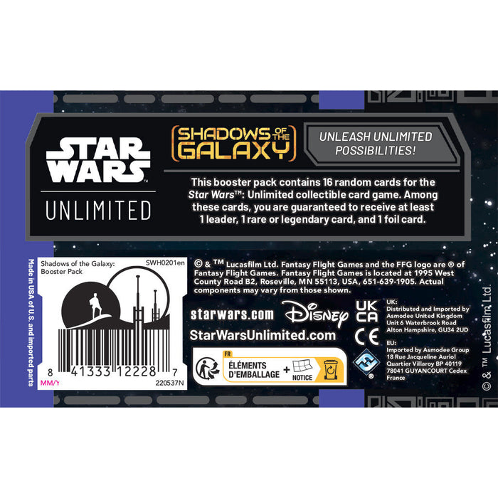 Star Wars: Unlimited - Shadows of the Galaxy Booster Pack - for just $6.99! 