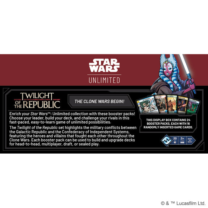 Star Wars: Unlimited - Twilight of the Republic Booster Display - for just $119.76! 