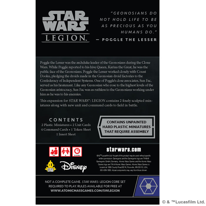 Star Wars Legion: Sun Fac and Poggle the Lesser - Operative and Commander Expansion - for just $29.99! 