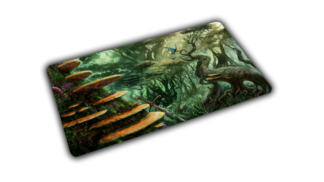 "Swordfall Forest" — Fallen Lands Playmat by Carlos Balarezo - for just $39.95! 