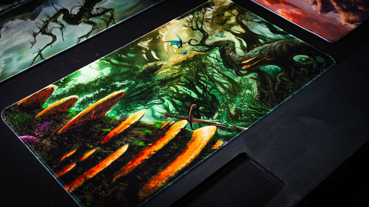 "Swordfall Forest" — Fallen Lands Playmat by Carlos Balarezo - for just $39.95! 