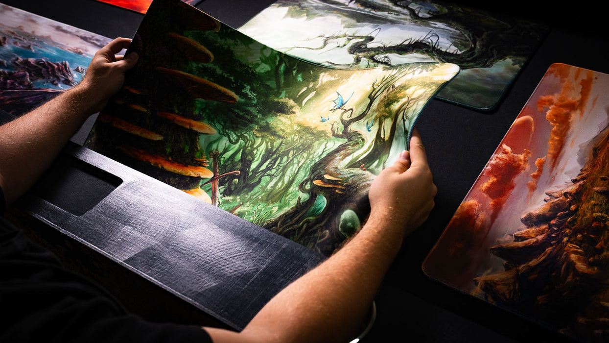"Swordfall Forest" — Fallen Lands Playmat by Carlos Balarezo - for just $39.95! 