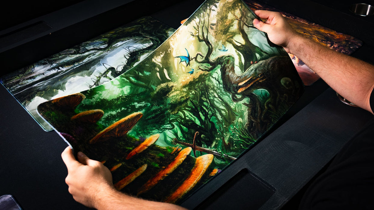"Swordfall Forest" — Fallen Lands Playmat by Carlos Balarezo - for just $39.95! 