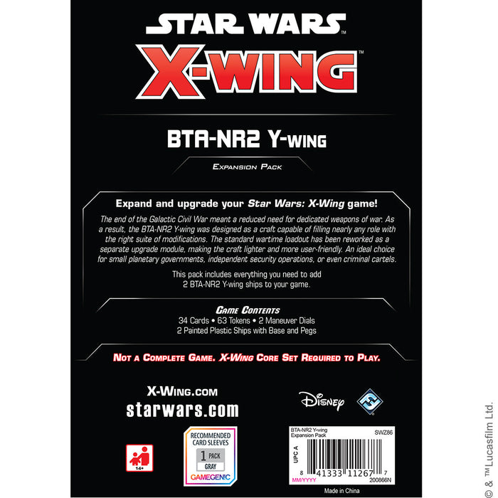 Star Wars: X-Wing 2nd Edition - BTA-NR2 Y-Wing Expansion Pack - for just $39.95! 