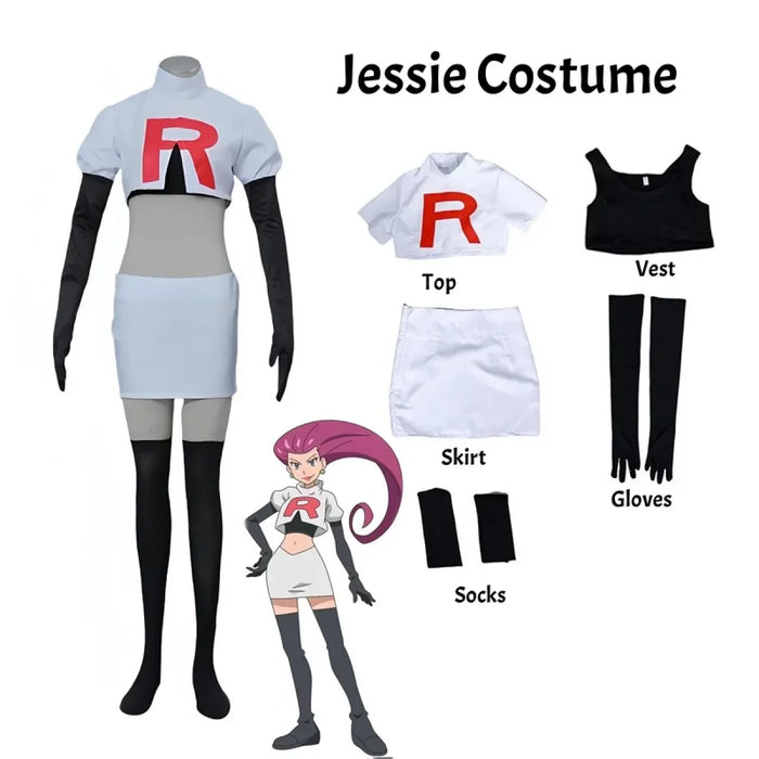 Team Rocket Jessie & James Cosplay Set – Anime Full Outfit for Men & Women - for just $33.95! 