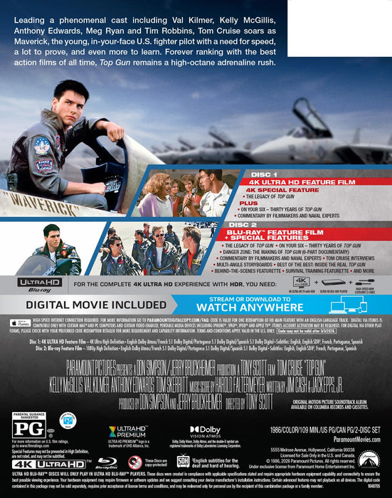 Top Gun - 40th Anniversary Limited Edition Steelbook (4K Ultra HD + Blu-ray + Digital) - for just $31.99! 