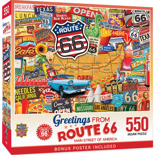 Greetings From Route 66 - 550 Piece Jigsaw Puzzle - Just $14.99! Shop now at Retro Gaming of Denver