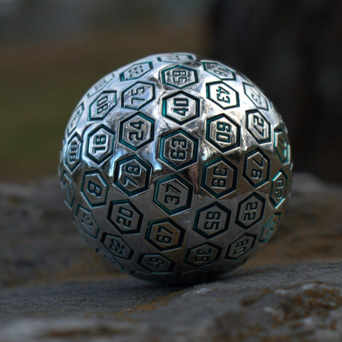 The Orb D100 -  Aqua and Silver Metal Die - Just $39.99! Shop now at Retro Gaming of Denver